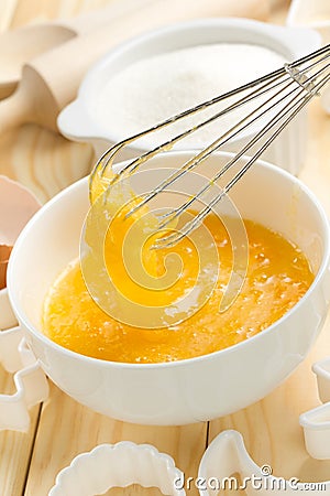 Whisking eggs Stock Photo