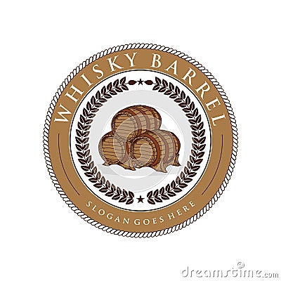 Whisky barrel logo vector Vector Illustration