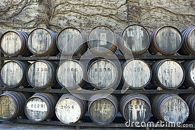 Whisky Barrel Stack Stock Photo