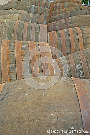 Whisky Barrels at Distillery in Scotland UK Stock Photo