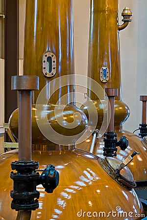 Whisky distillery stills Stock Photo