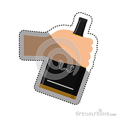 Whisky glass bottle Cartoon Illustration