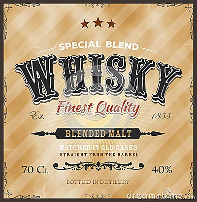 Whisky Label For Bottle Vector Illustration