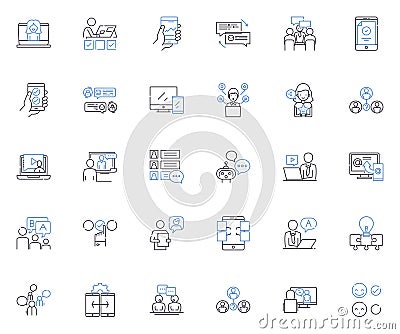 Whispering secrets line icons collection. Whispering, Secrets, Hush, Confidential, Murmur, Gossipy, Private vector and Vector Illustration