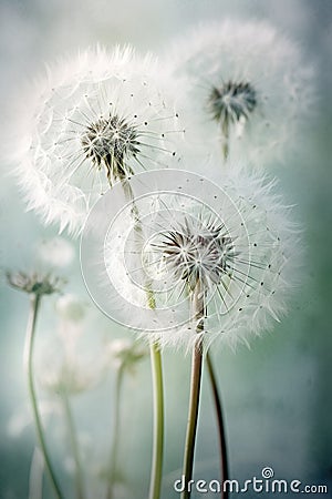 Delicate Dandelion Flowers. Generative AI Stock Photo