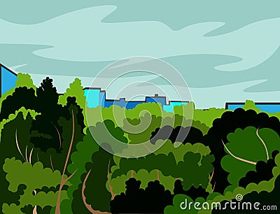 Whispers of Autumn: City's Edge Vector Illustration