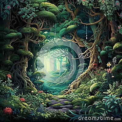 Whispers of the Canopy: Ancient Tales Amongst the Trees Stock Photo