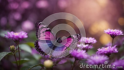 whispers of lavender: exquisite Macro butterfly Stock Photo