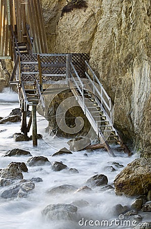 Whispy Stairs at El Matador Beach Stock Photo