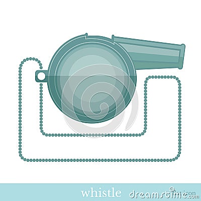 Whistle with chain flat icon Vector Illustration