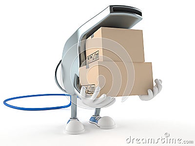 Whistle character with boxes Stock Photo