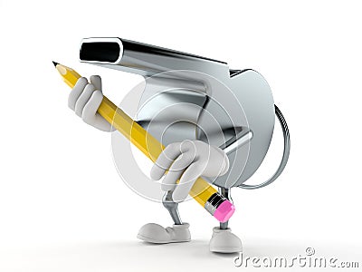 Whistle character holding pencil Cartoon Illustration