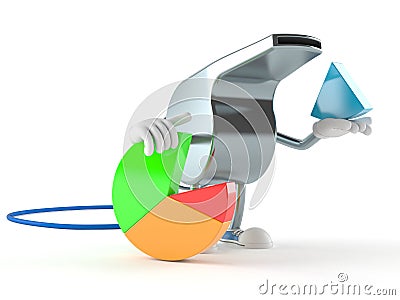 Whistle character with pie chart Stock Photo