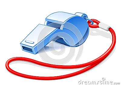 Whistle. Sports coach and referee accessory. Vector Illustration