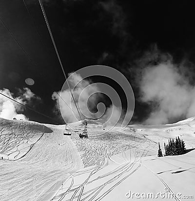 Whistler Mountains views at winter. Ski Slopes Stock Photo