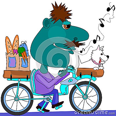 Whistling bicycle rider Vector Illustration