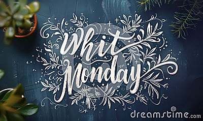 Whit Monday - calligraphy lettering. Religious holiday background Stock Photo