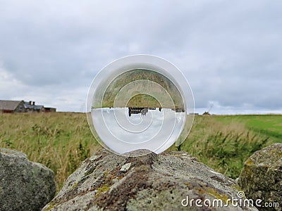 Whitby Abbey in crystal ball Stock Photo