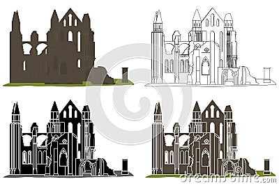 Whitby abbey in front view Vector Illustration