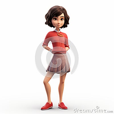 Whitcomb-girls: Ultra Realistic Animator In Skirt And Red Sweater Stock Photo