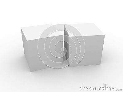 White 3d cube isolated over white Cartoon Illustration