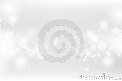 White abstract background, silver Bokeh blur, celebration seasonal holiday vector illustration Vector Illustration