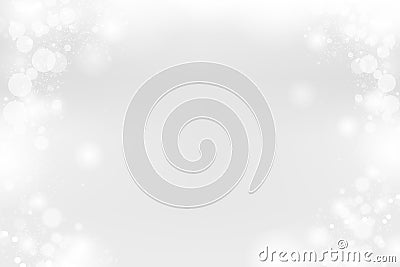 White abstract background, silver glitter falling Bokeh, Christmas winter snowy vector illustration Vector Illustration