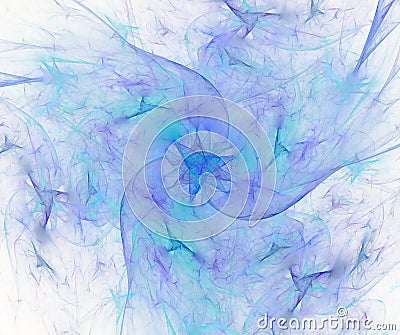 White abstract background with smoke or waves texture. Blue voile with stars swirl, fractal pattern Stock Photo