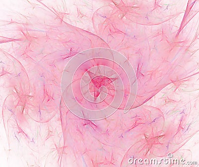 White abstract background with smoke or waves texture. Pink voile with stars swirl, fractal pattern Stock Photo