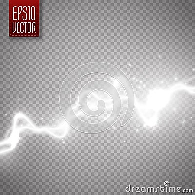 White abstract energy shock effect. Electric discharge . Vector Lightning Vector Illustration