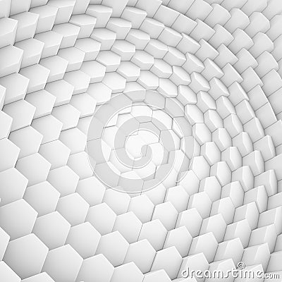 White abstract hexagons backdrop. 3d rendering geometric polygons Stock Photo