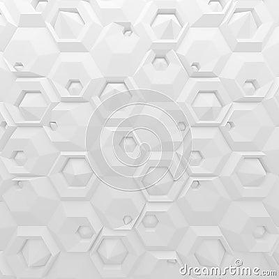 White abstract hexagons backdrop. 3d rendering geometric polygons Stock Photo