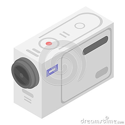 White action camera icon, isometric style Vector Illustration