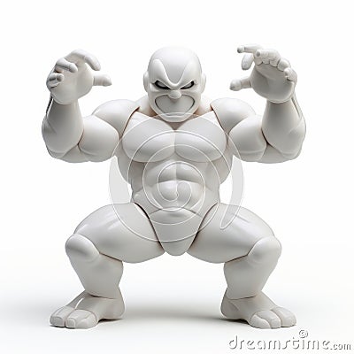 Hyperbolic Expression: White Action Figure Set With Strong Graphic Elements Stock Photo