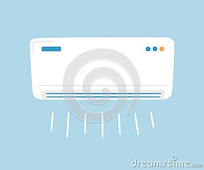 White air conditioner. Climate control concept. Hand drawn vector Vector Illustration