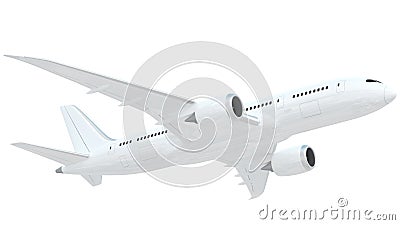 White Airplane Isolated on White Background Stock Photo