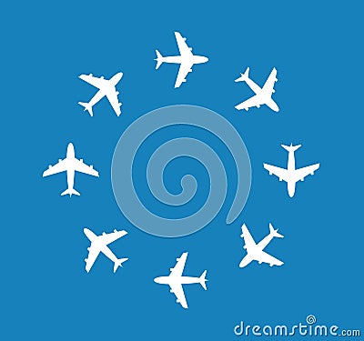 White airplanes inside a ring, Vector Illustration