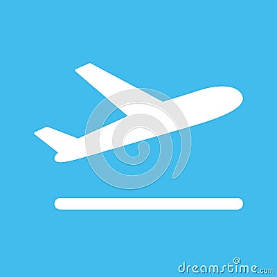 white airport plane departure icon on blue background Vector Illustration