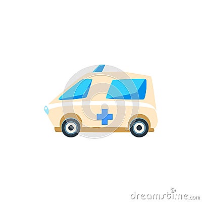 White Ambulance Toy Cute Car Icon Vector Illustration