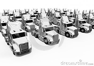 White American trucks fleet Stock Photo