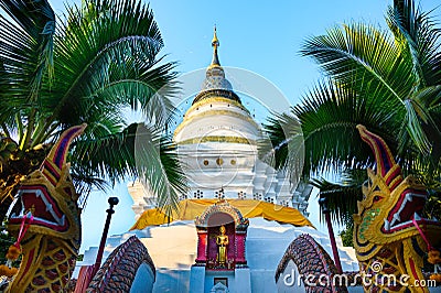 White ancient pagoda at Wat Ket Karam Stock Photo