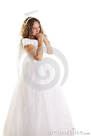 White angel folding hands Stock Photo