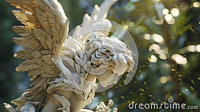 White Angel Statue in Serene Surroundings Stock Photo