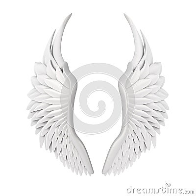 White Angel Wings Isolated Stock Photo