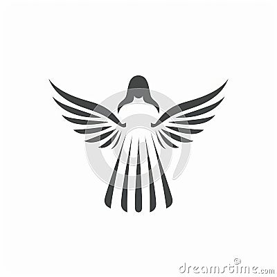 Minimalistic Angel Wings Icon For Logo And Invitation Card Cartoon Illustration