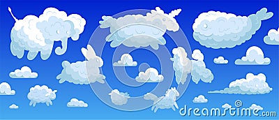 White Animal Clouds Icon Set Vector Illustration