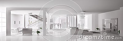 White Apartment interior 3d Stock Photo