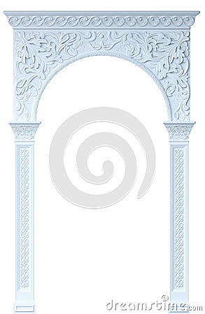 White Arabic arch with floral patterns Cartoon Illustration