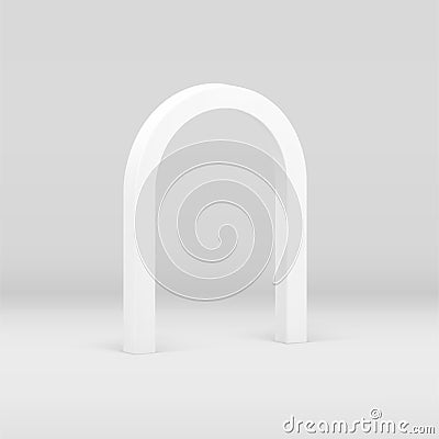 White arch curved construction 3d entrance showcase exit vertical foundation realistic vector Cartoon Illustration