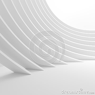 White Architecture Circular Background. Abstract Tunnel Design. Stock Photo